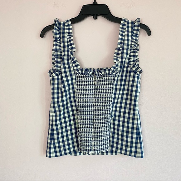 NEW J. Crew Ruffle-trim Stretch Cotton Poplin Top in Gingham size XS - Picture 7 of 11